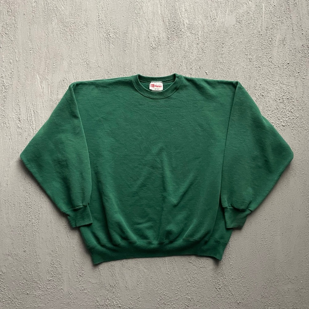 Vintage Blank Crewneck Sweatshirt Mens XXL Green 90s Hanes